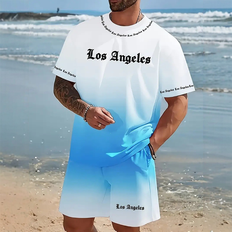 🌴 Herren Sommer-Set mit Print 👕 Lässiges T-Shirt & Shorts – Bequem für Freizeit, Strand und Urlaub