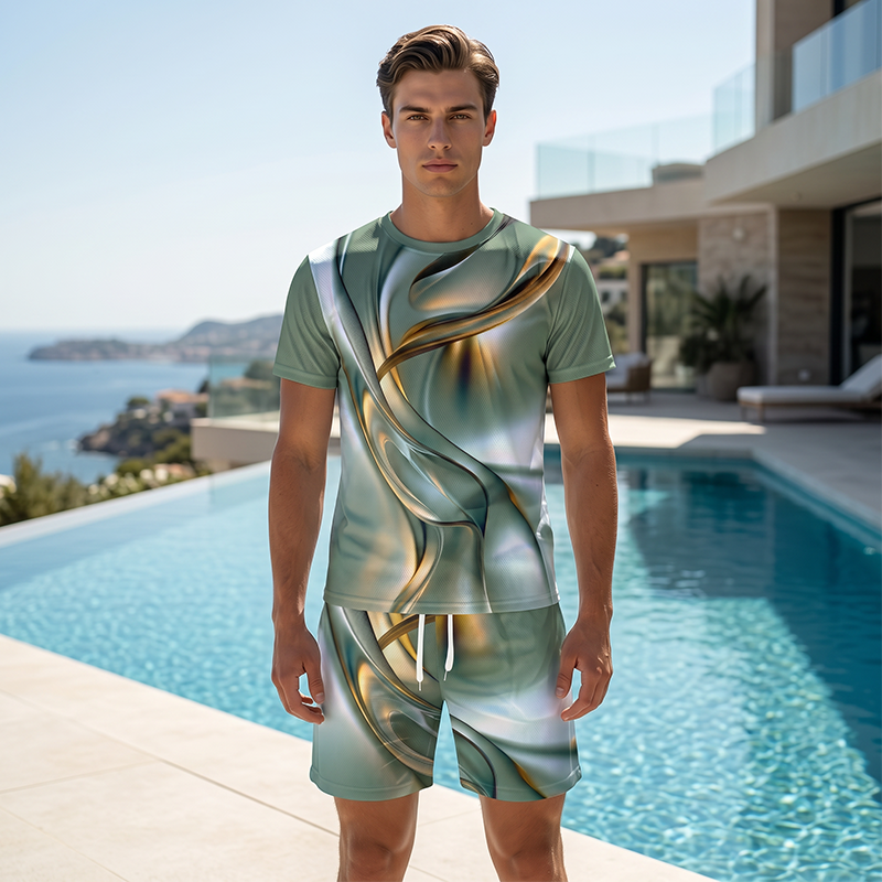👕 Herren Freizeit-Set ☀️ T-Shirt mit Print & Shorts – Bequem und Ideal für den Sommer