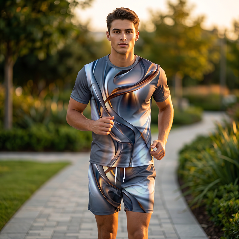 👕 Herren Freizeit-Set ☀️ T-Shirt mit Print & Shorts – Bequem und Ideal für den Sommer