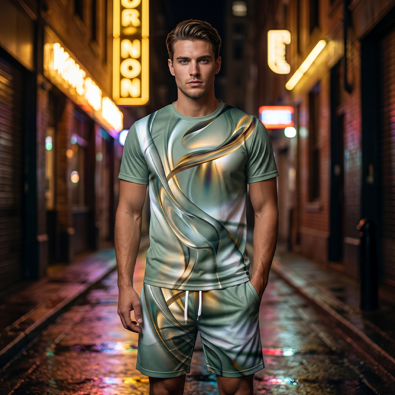 👕 Herren Freizeit-Set ☀️ T-Shirt mit Print & Shorts – Bequem und Ideal für den Sommer