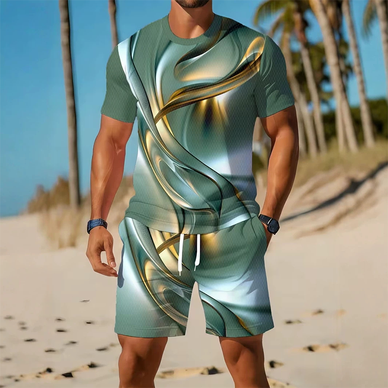 👕 Herren Freizeit-Set ☀️ T-Shirt mit Print & Shorts – Bequem und Ideal für den Sommer