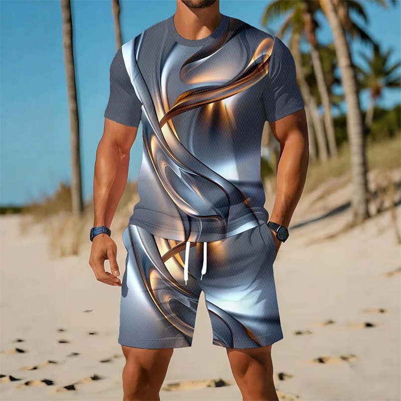 👕 Herren Freizeit-Set ☀️ T-Shirt mit Print & Shorts – Bequem und Ideal für den Sommer