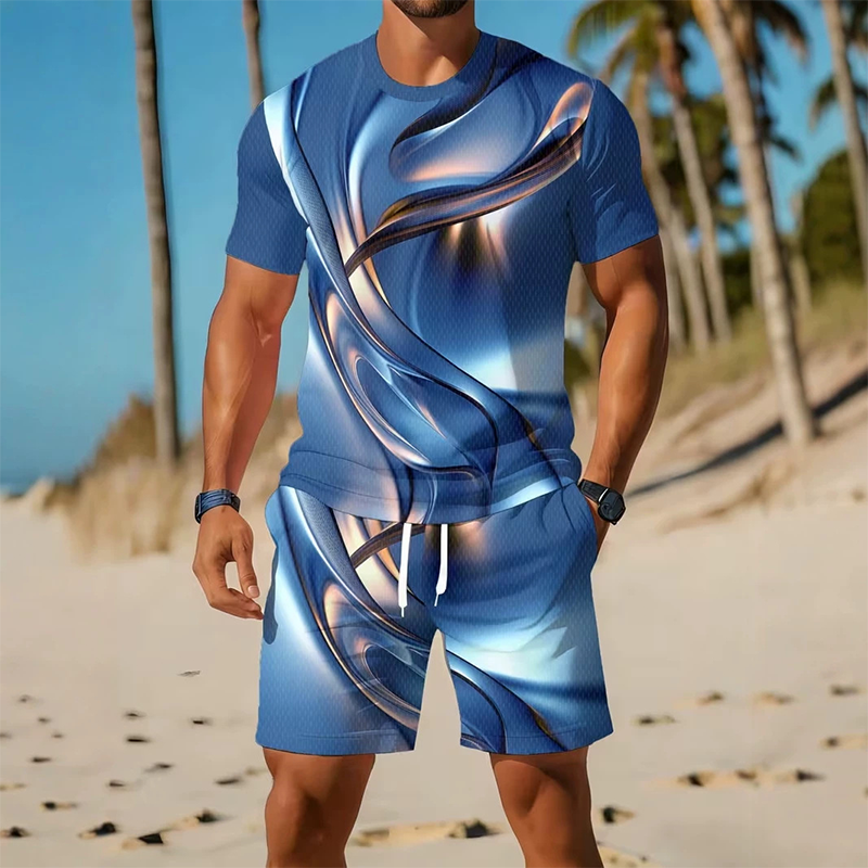 👕 Herren Freizeit-Set ☀️ T-Shirt mit Print & Shorts – Bequem und Ideal für den Sommer