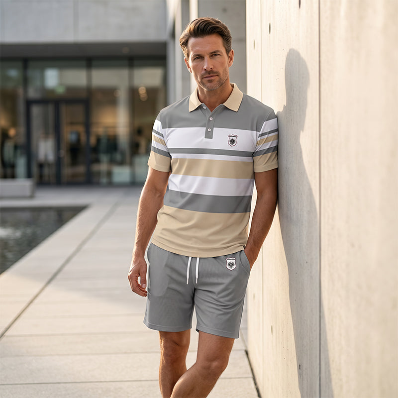 👕 Herren Sommer-Set mit Streifen ✨ T-Shirt & Shorts – Bequem für Alltag, Urlaub und Freizeit