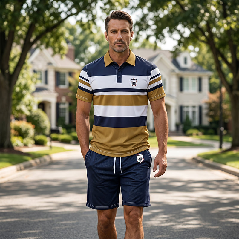 👕 Herren Sommer-Set mit Streifen ✨ T-Shirt & Shorts – Bequem für Alltag, Urlaub und Freizeit