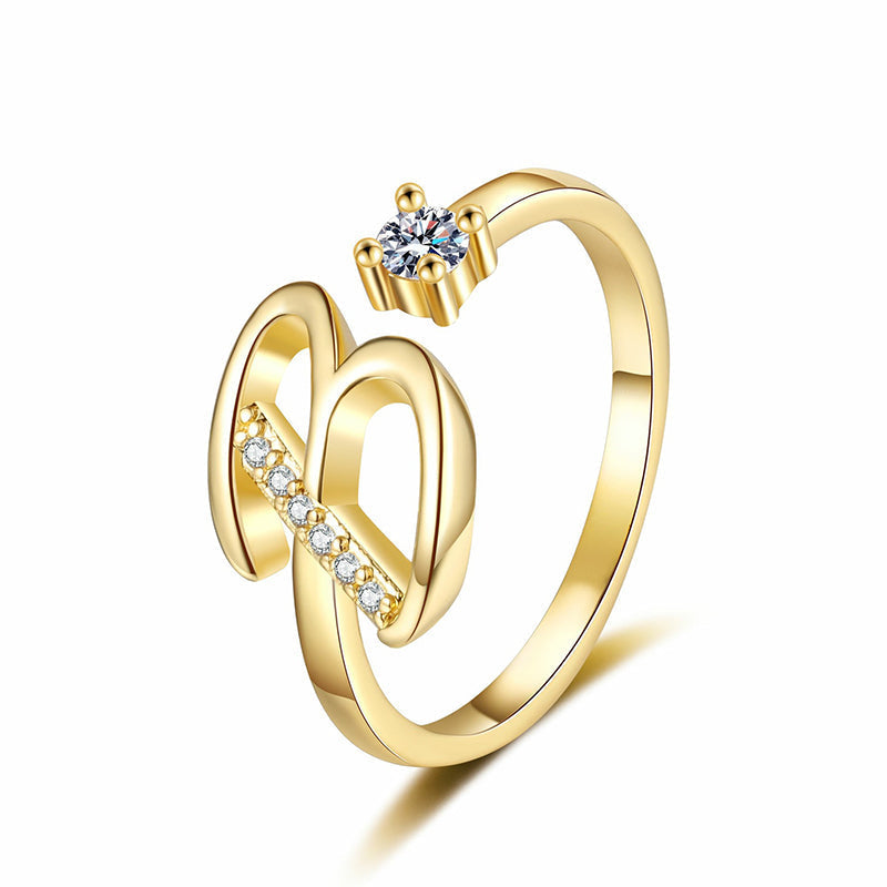 ⏰ 50 % RABATT – Nur für kurze Zeit 💍 Damen Ring mit Buchstaben ✨ Funkelnde Zirkonia-Verzierung, Verstellbare Größe & Elegantes Design