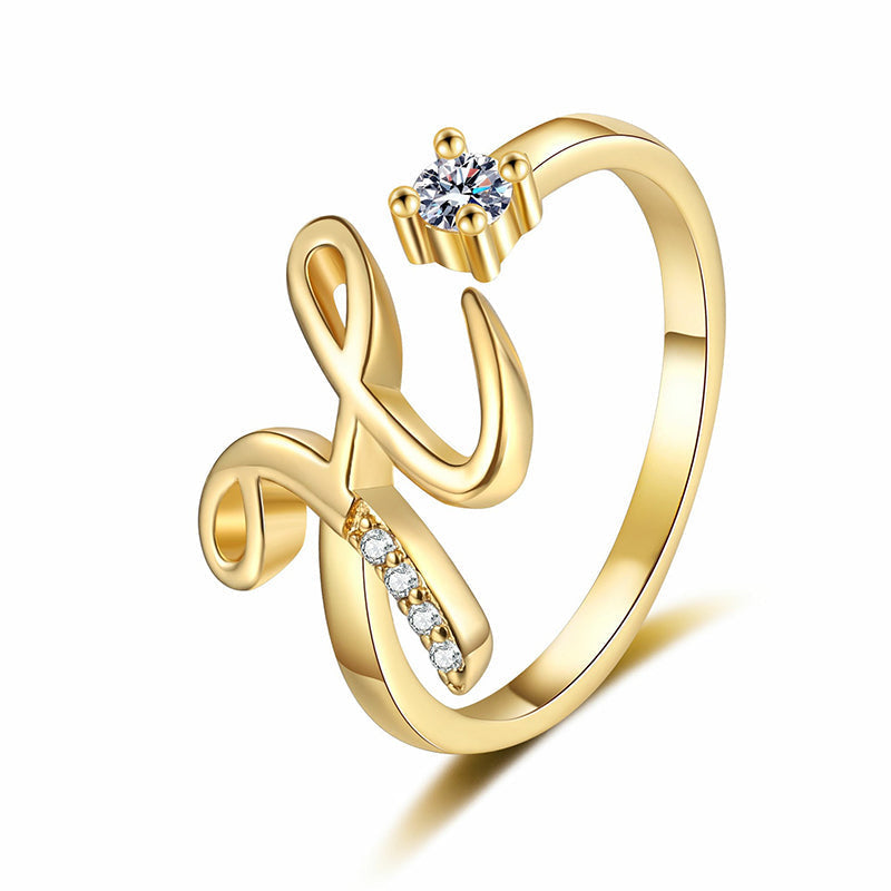 ⏰ 50 % RABATT – Nur für kurze Zeit 💍 Damen Ring mit Buchstaben ✨ Funkelnde Zirkonia-Verzierung, Verstellbare Größe & Elegantes Design