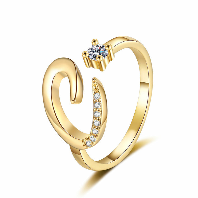 ⏰ 50 % RABATT – Nur für kurze Zeit 💍 Damen Ring mit Buchstaben ✨ Funkelnde Zirkonia-Verzierung, Verstellbare Größe & Elegantes Design
