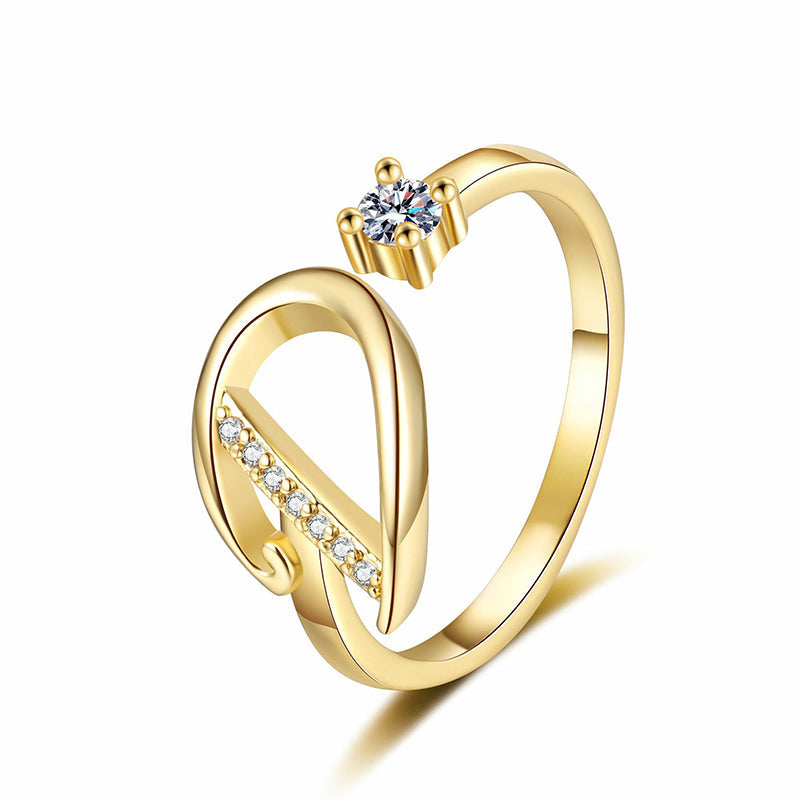 ⏰ 50 % RABATT – Nur für kurze Zeit 💍 Damen Ring mit Buchstaben ✨ Funkelnde Zirkonia-Verzierung, Verstellbare Größe & Elegantes Design