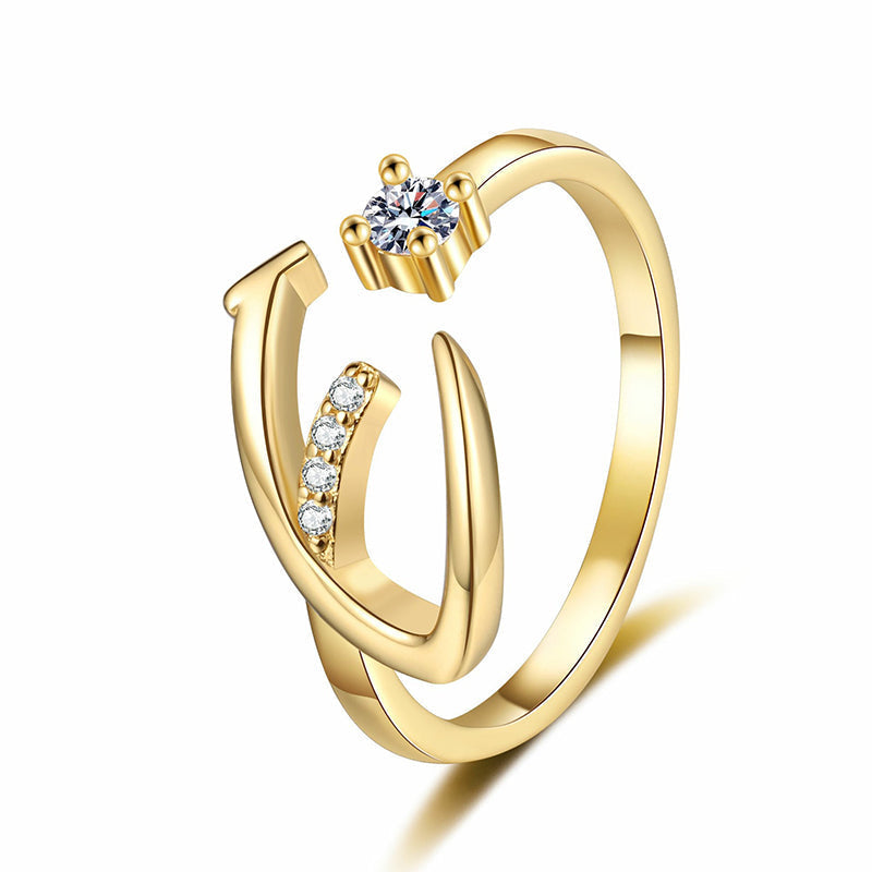 ⏰ 50 % RABATT – Nur für kurze Zeit 💍 Damen Ring mit Buchstaben ✨ Funkelnde Zirkonia-Verzierung, Verstellbare Größe & Elegantes Design