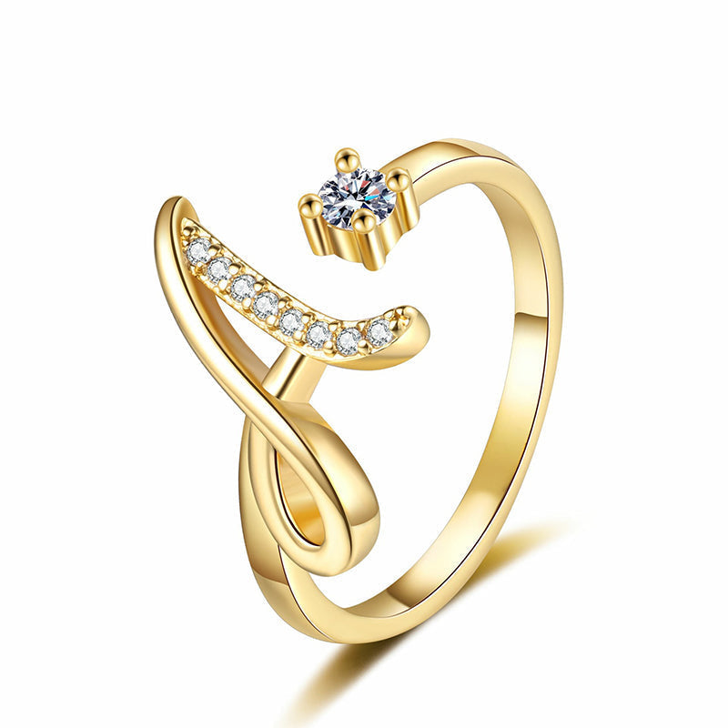 ⏰ 50 % RABATT – Nur für kurze Zeit 💍 Damen Ring mit Buchstaben ✨ Funkelnde Zirkonia-Verzierung, Verstellbare Größe & Elegantes Design