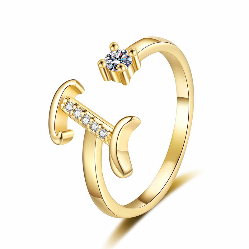 ⏰ 50 % RABATT – Nur für kurze Zeit 💍 Damen Ring mit Buchstaben ✨ Funkelnde Zirkonia-Verzierung, Verstellbare Größe & Elegantes Design