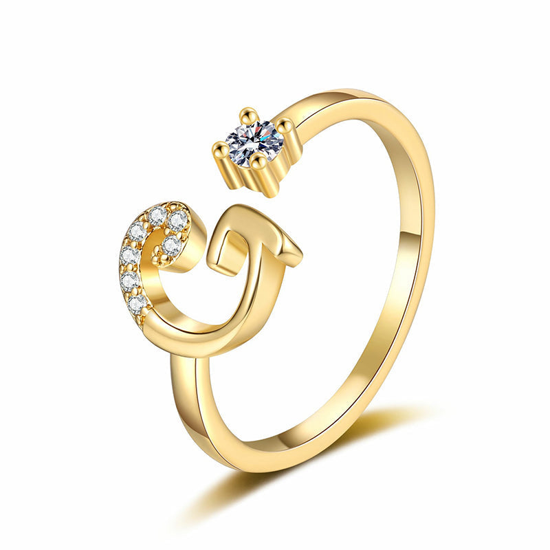⏰ 50 % RABATT – Nur für kurze Zeit 💍 Damen Ring mit Buchstaben ✨ Funkelnde Zirkonia-Verzierung, Verstellbare Größe & Elegantes Design