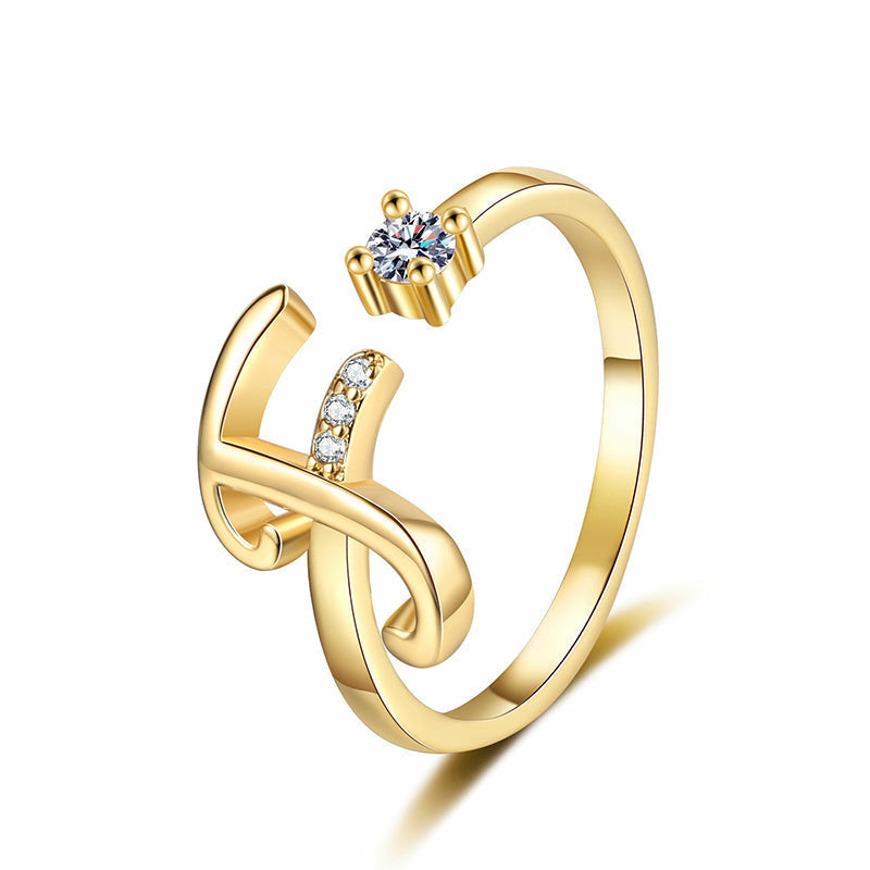⏰ 50 % RABATT – Nur für kurze Zeit 💍 Damen Ring mit Buchstaben ✨ Funkelnde Zirkonia-Verzierung, Verstellbare Größe & Elegantes Design