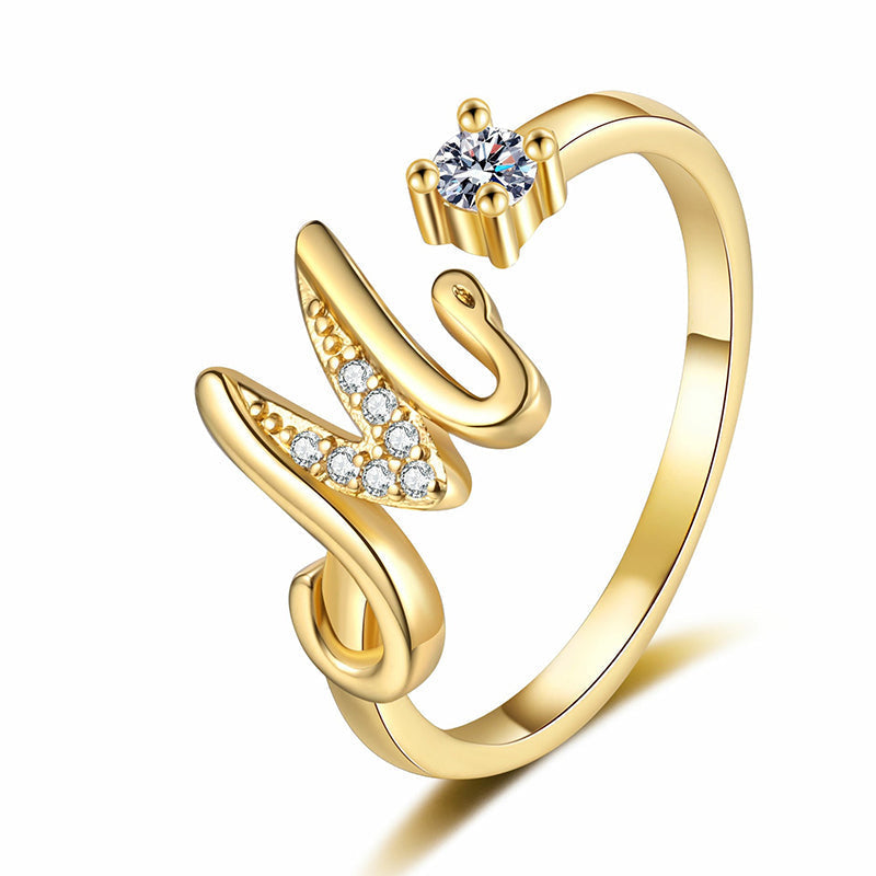 ⏰ 50 % RABATT – Nur für kurze Zeit 💍 Damen Ring mit Buchstaben ✨ Funkelnde Zirkonia-Verzierung, Verstellbare Größe & Elegantes Design