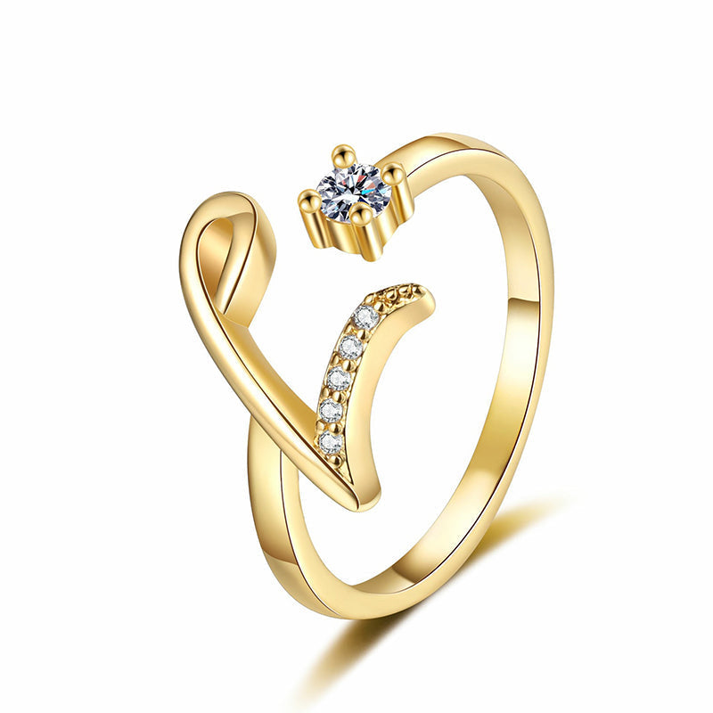 ⏰ 50 % RABATT – Nur für kurze Zeit 💍 Damen Ring mit Buchstaben ✨ Funkelnde Zirkonia-Verzierung, Verstellbare Größe & Elegantes Design
