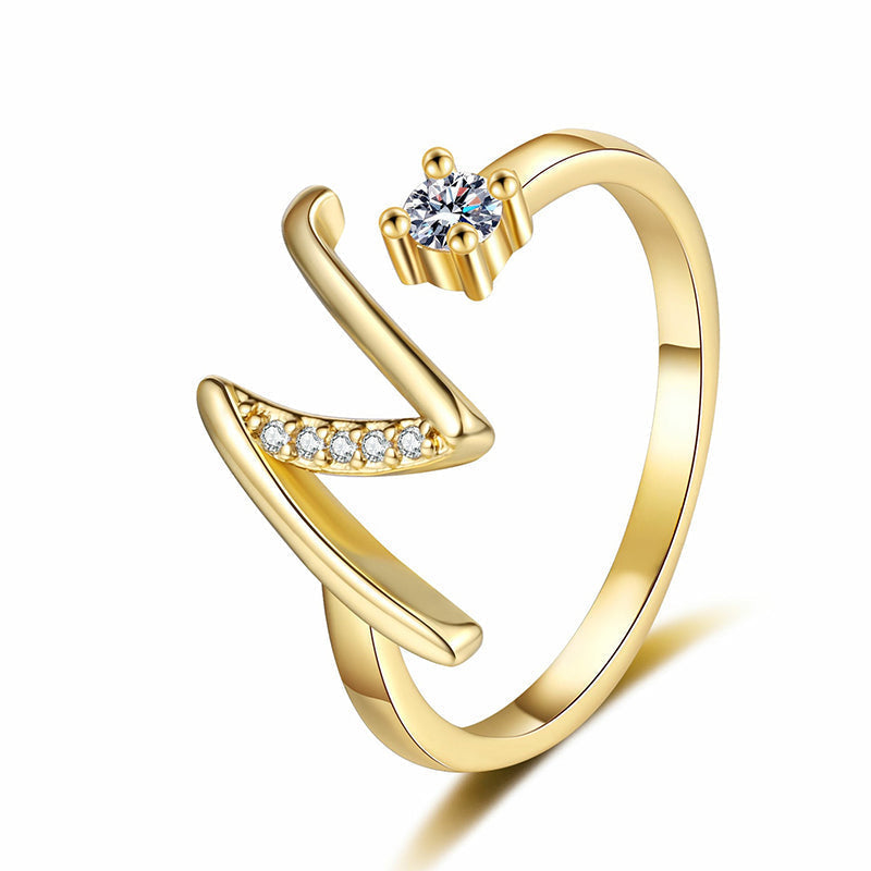 ⏰ 50 % RABATT – Nur für kurze Zeit 💍 Damen Ring mit Buchstaben ✨ Funkelnde Zirkonia-Verzierung, Verstellbare Größe & Elegantes Design