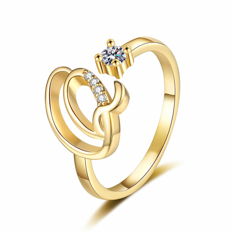 ⏰ 50 % RABATT – Nur für kurze Zeit 💍 Damen Ring mit Buchstaben ✨ Funkelnde Zirkonia-Verzierung, Verstellbare Größe & Elegantes Design
