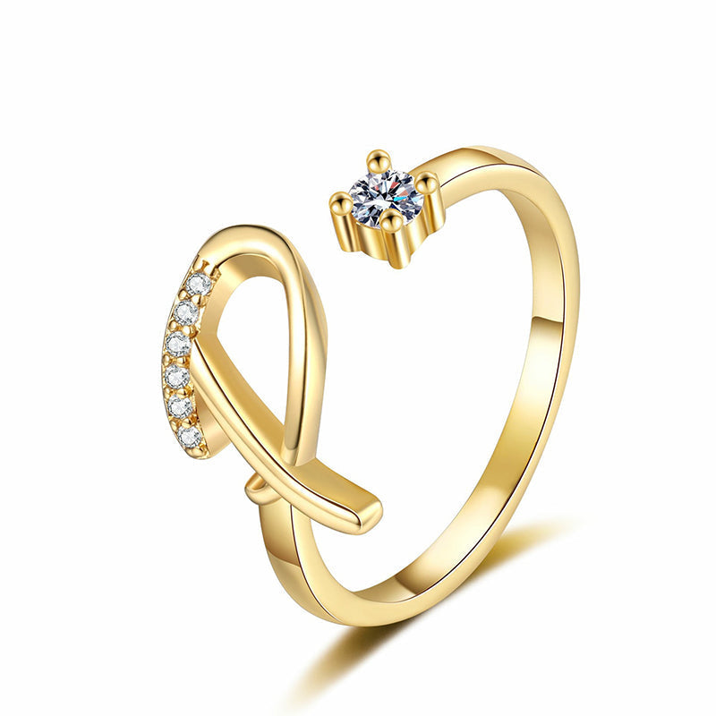 ⏰ 50 % RABATT – Nur für kurze Zeit 💍 Damen Ring mit Buchstaben ✨ Funkelnde Zirkonia-Verzierung, Verstellbare Größe & Elegantes Design