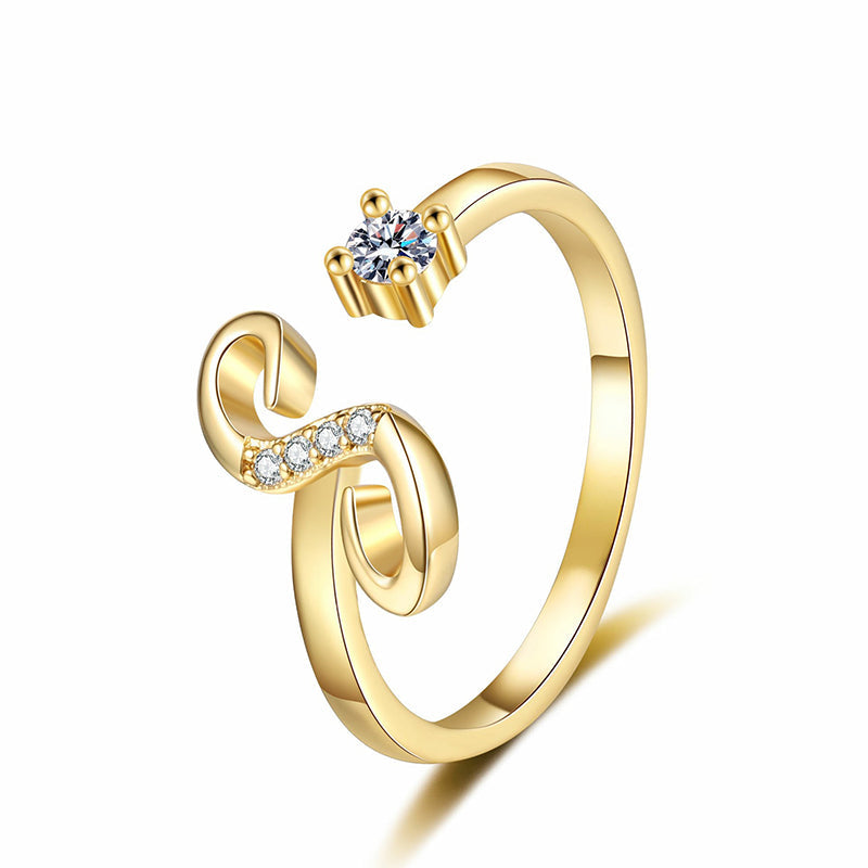 ⏰ 50 % RABATT – Nur für kurze Zeit 💍 Damen Ring mit Buchstaben ✨ Funkelnde Zirkonia-Verzierung, Verstellbare Größe & Elegantes Design