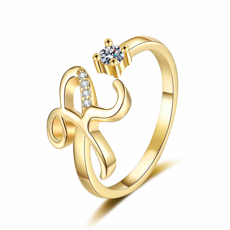⏰ 50 % RABATT – Nur für kurze Zeit 💍 Damen Ring mit Buchstaben ✨ Funkelnde Zirkonia-Verzierung, Verstellbare Größe & Elegantes Design
