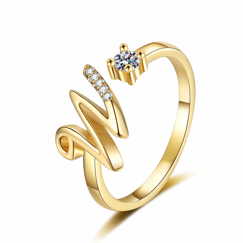 ⏰ 50 % RABATT – Nur für kurze Zeit 💍 Damen Ring mit Buchstaben ✨ Funkelnde Zirkonia-Verzierung, Verstellbare Größe & Elegantes Design