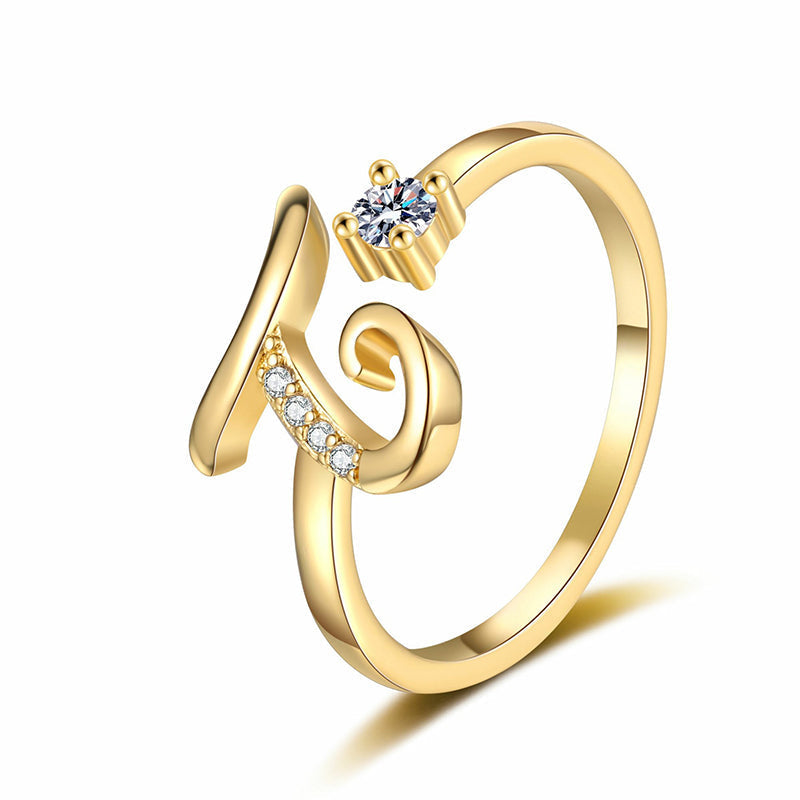 ⏰ 50 % RABATT – Nur für kurze Zeit 💍 Damen Ring mit Buchstaben ✨ Funkelnde Zirkonia-Verzierung, Verstellbare Größe & Elegantes Design