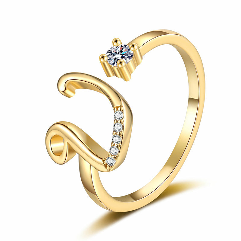 ⏰ 50 % RABATT – Nur für kurze Zeit 💍 Damen Ring mit Buchstaben ✨ Funkelnde Zirkonia-Verzierung, Verstellbare Größe & Elegantes Design