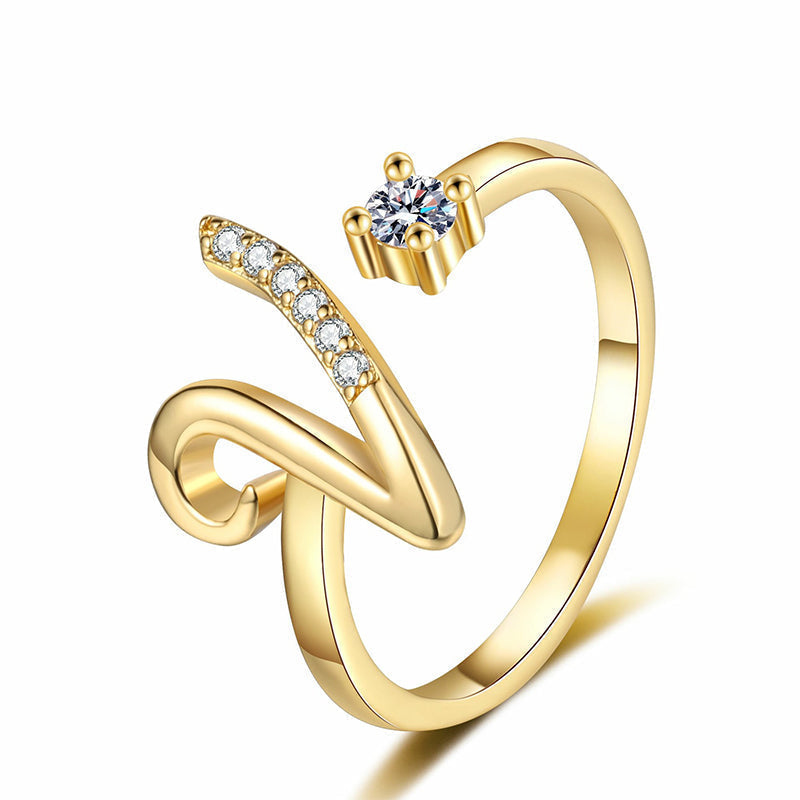 ⏰ 50 % RABATT – Nur für kurze Zeit 💍 Damen Ring mit Buchstaben ✨ Funkelnde Zirkonia-Verzierung, Verstellbare Größe & Elegantes Design