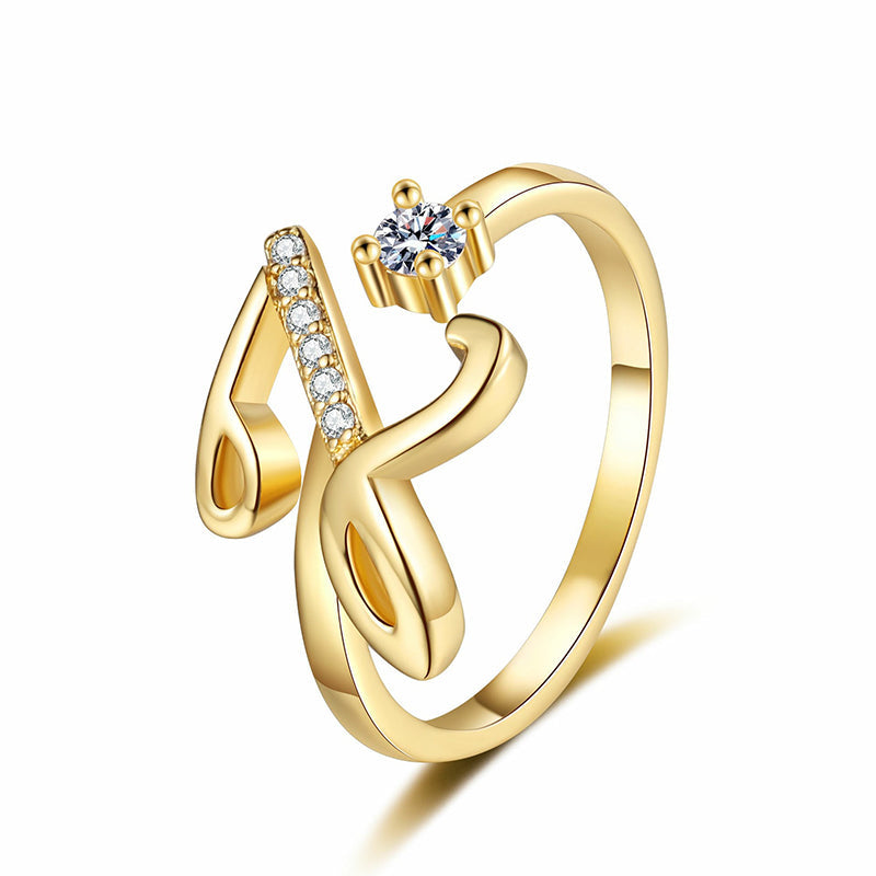 ⏰ 50 % RABATT – Nur für kurze Zeit 💍 Damen Ring mit Buchstaben ✨ Funkelnde Zirkonia-Verzierung, Verstellbare Größe & Elegantes Design