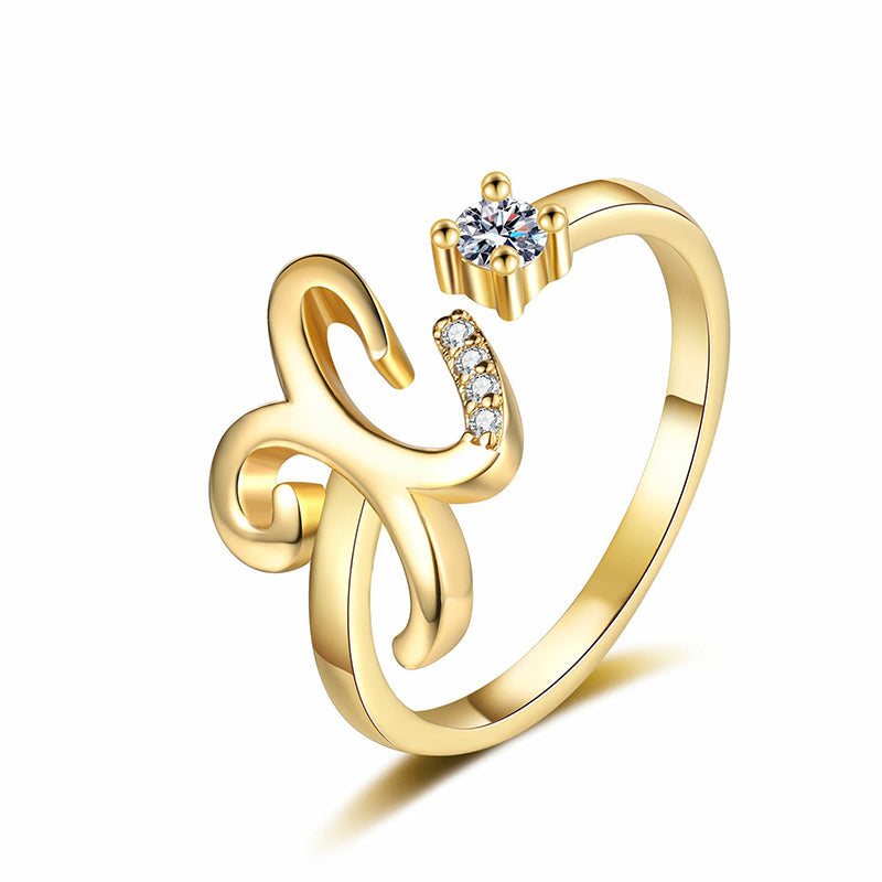 ⏰ 50 % RABATT – Nur für kurze Zeit 💍 Damen Ring mit Buchstaben ✨ Funkelnde Zirkonia-Verzierung, Verstellbare Größe & Elegantes Design