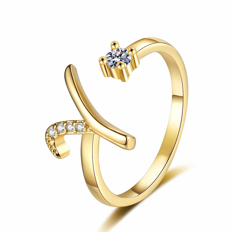 ⏰ 50 % RABATT – Nur für kurze Zeit 💍 Damen Ring mit Buchstaben ✨ Funkelnde Zirkonia-Verzierung, Verstellbare Größe & Elegantes Design