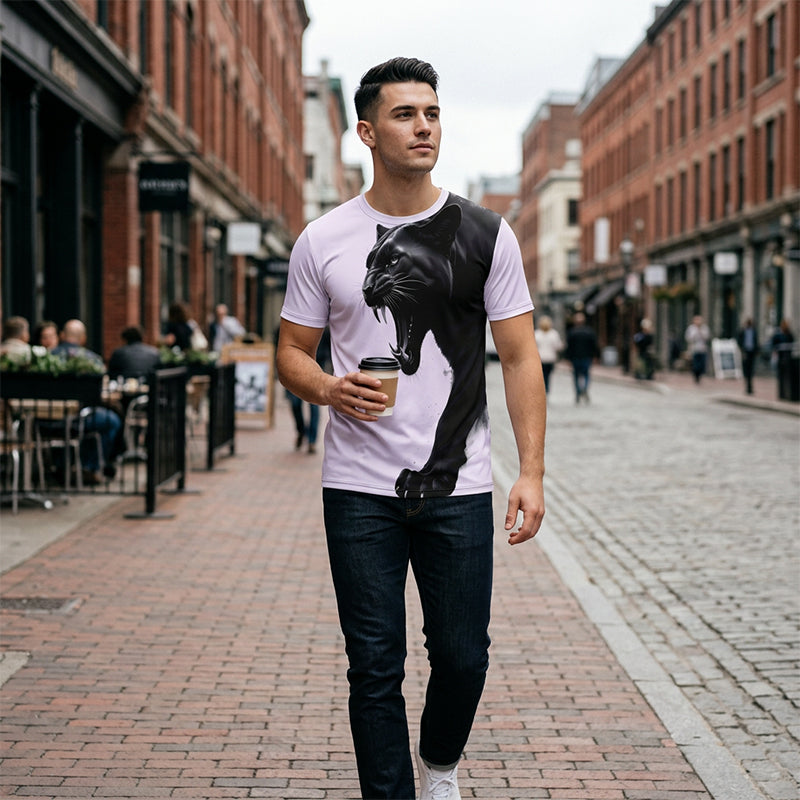 🔥 50% RABATT! 🐆 Herren Panther Print T-Shirt ✨ Atmungsaktiv, Bequem & Perfekt für Alltag und Freizeit