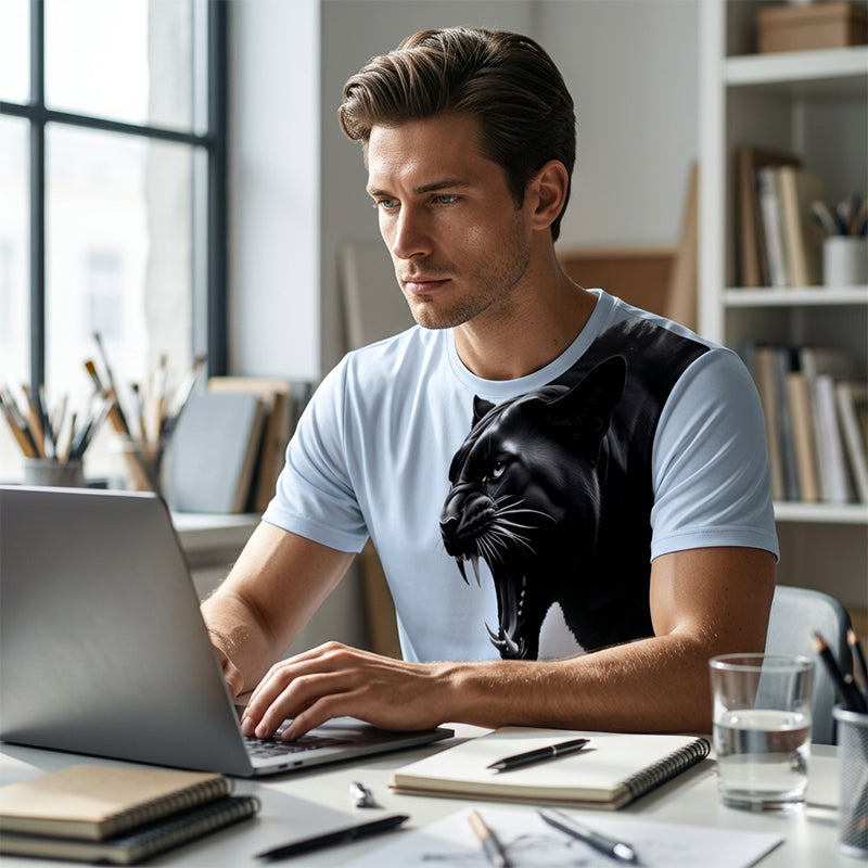 🔥 50% RABATT! 🐆 Herren Panther Print T-Shirt ✨ Atmungsaktiv, Bequem & Perfekt für Alltag und Freizeit