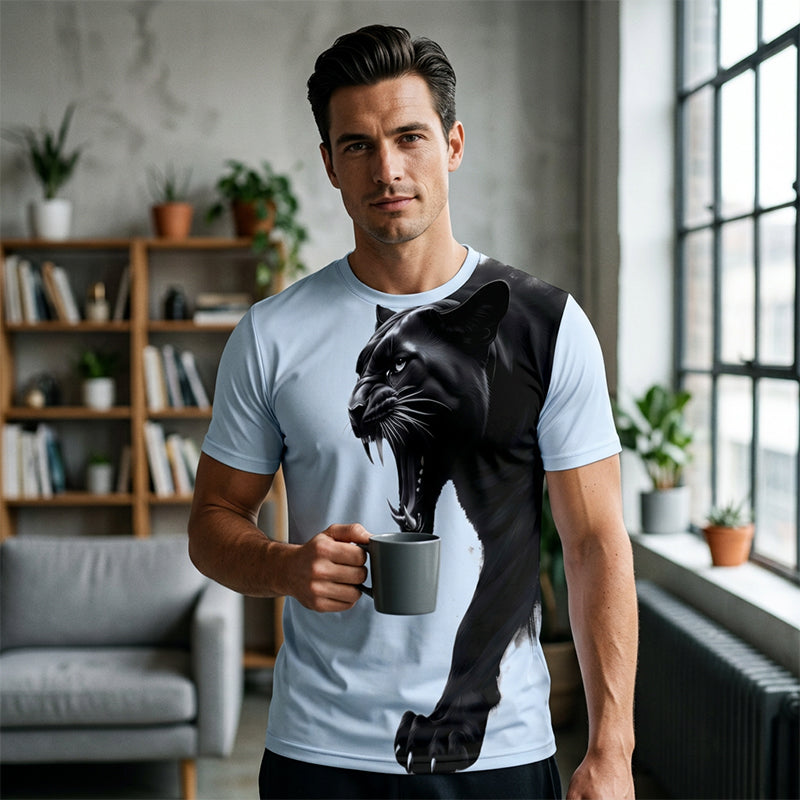 🔥 50% RABATT! 🐆 Herren Panther Print T-Shirt ✨ Atmungsaktiv, Bequem & Perfekt für Alltag und Freizeit