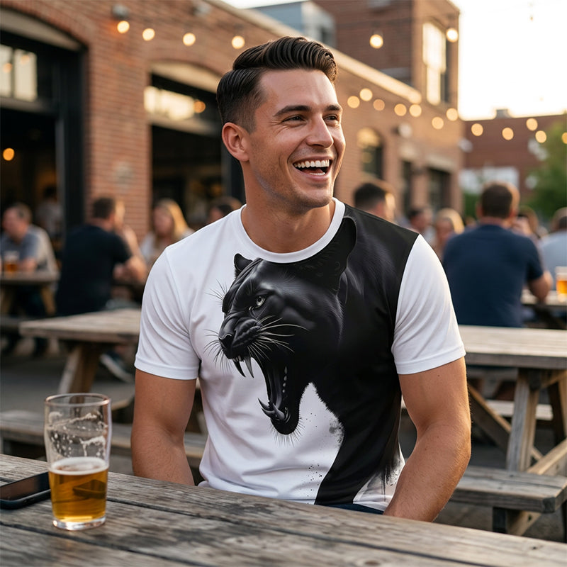 🔥 50% RABATT! 🐆 Herren Panther Print T-Shirt ✨ Atmungsaktiv, Bequem & Perfekt für Alltag und Freizeit