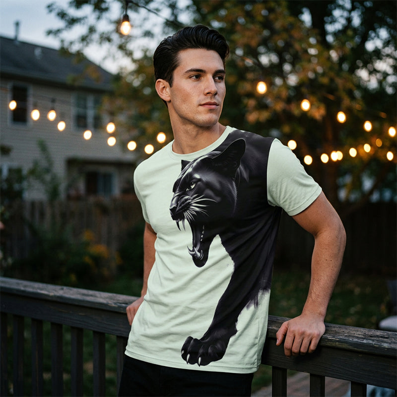 🔥 50% RABATT! 🐆 Herren Panther Print T-Shirt ✨ Atmungsaktiv, Bequem & Perfekt für Alltag und Freizeit
