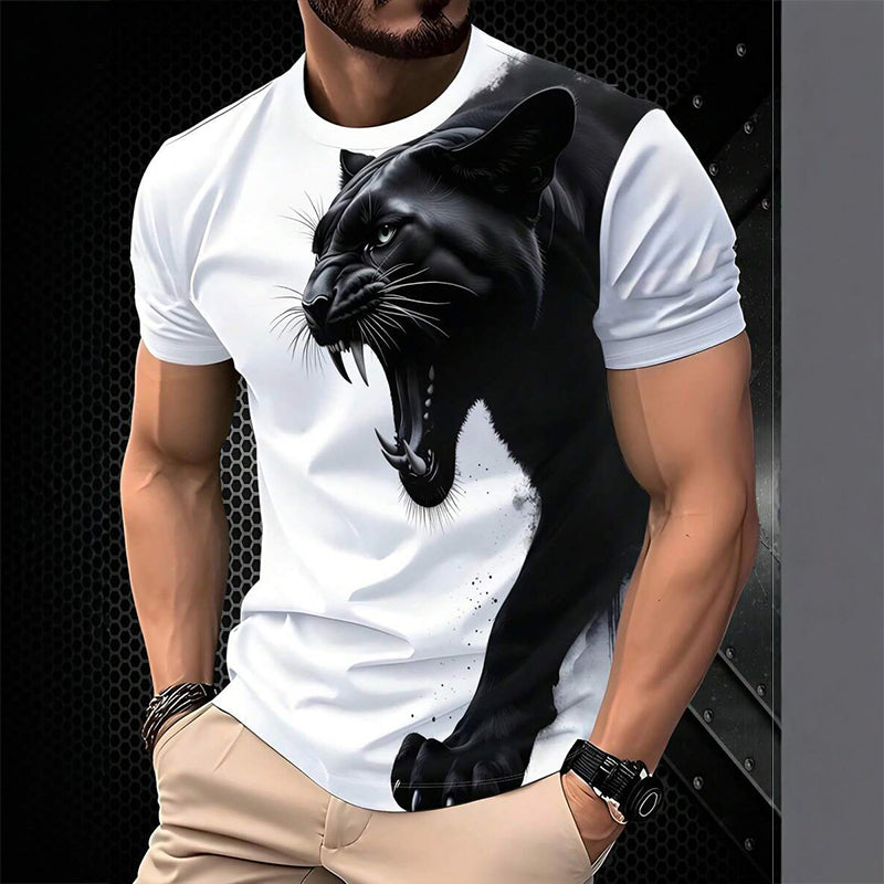 🔥 50% RABATT! 🐆 Herren Panther Print T-Shirt ✨ Atmungsaktiv, Bequem & Perfekt für Alltag und Freizeit