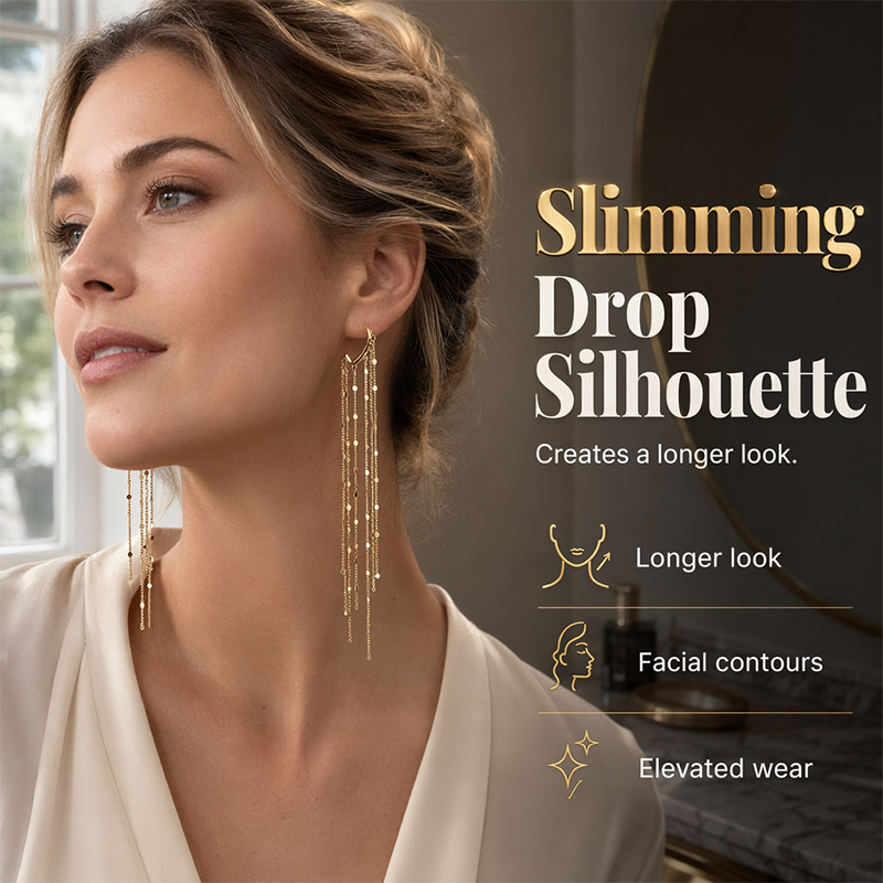 💫 50% RABATT! ✨ Lange Damen Ohrclips mit Metallfransen 💎 Elegantes Design, Modern & Vielseitig Kombinierbar