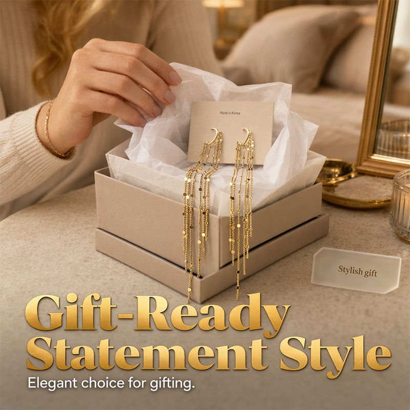 💫 50% RABATT! ✨ Lange Damen Ohrclips mit Metallfransen 💎 Elegantes Design, Modern & Vielseitig Kombinierbar