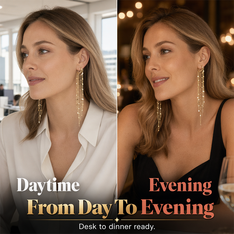 💫 50% RABATT! ✨ Lange Damen Ohrclips mit Metallfransen 💎 Elegantes Design, Modern & Vielseitig Kombinierbar