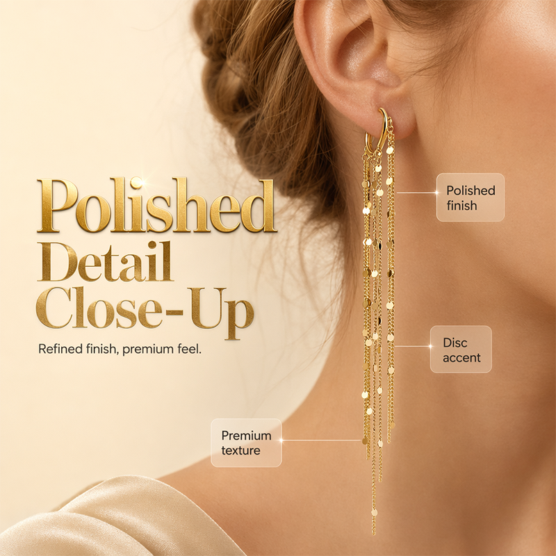 💫 50% RABATT! ✨ Lange Damen Ohrclips mit Metallfransen 💎 Elegantes Design, Modern & Vielseitig Kombinierbar