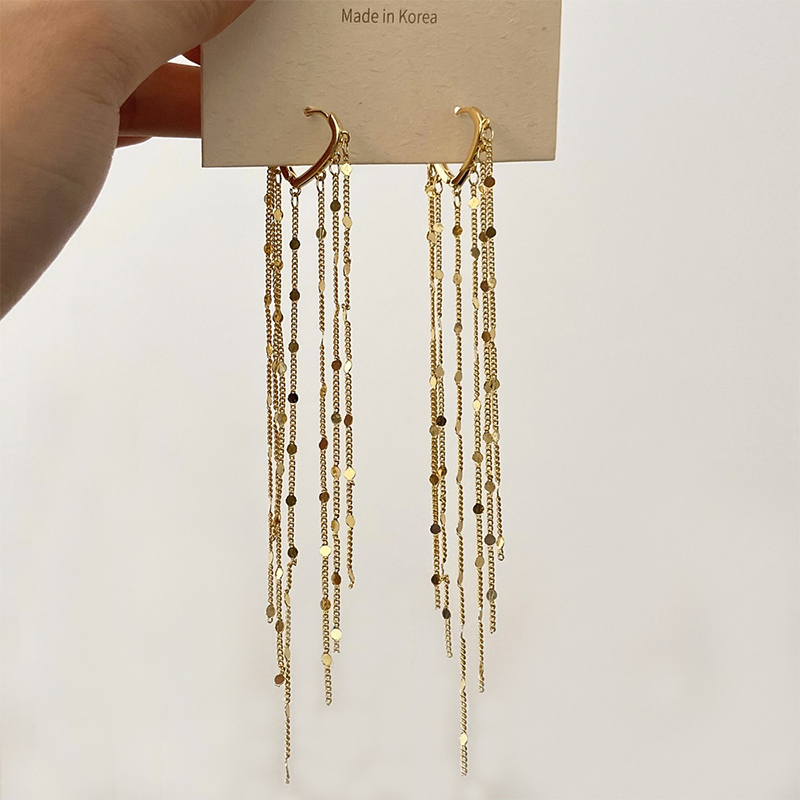 💫 50% RABATT! ✨ Lange Damen Ohrclips mit Metallfransen 💎 Elegantes Design, Modern & Vielseitig Kombinierbar