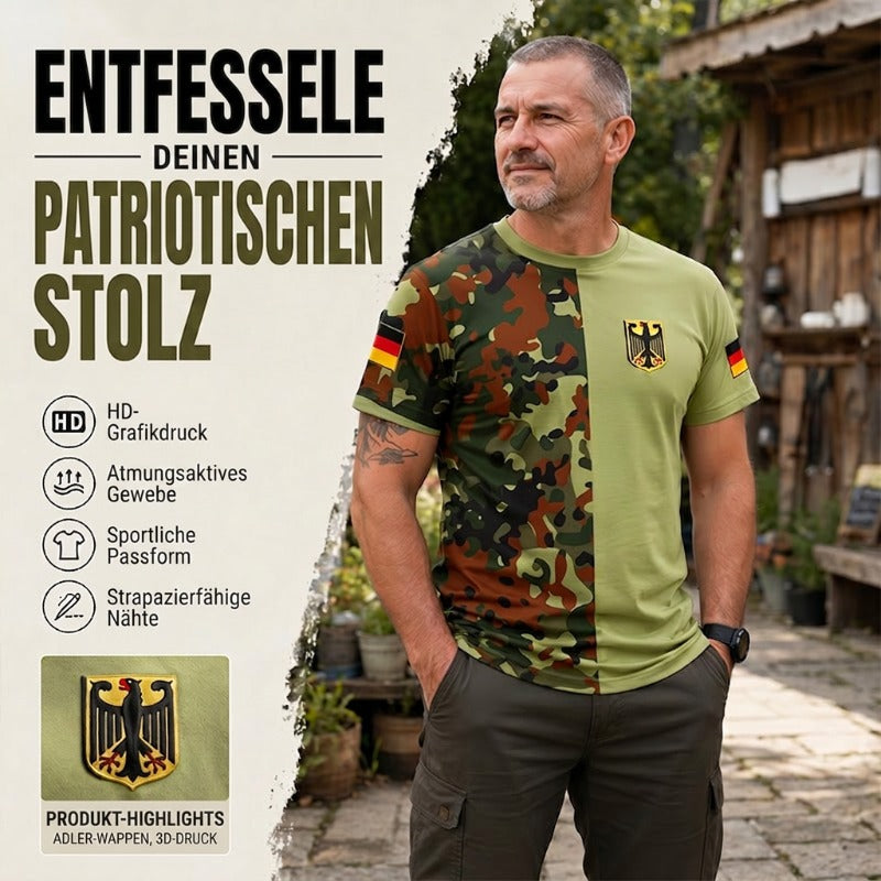 Herren Camouflage Patchwork Rundhals-T-Shirt