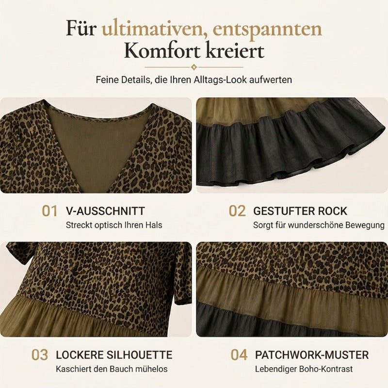 📢Mid-Season Sale: −50% nur für kurze Zeit⏰Bohemian gestuftes Maxikleid mit Leopardenmuster