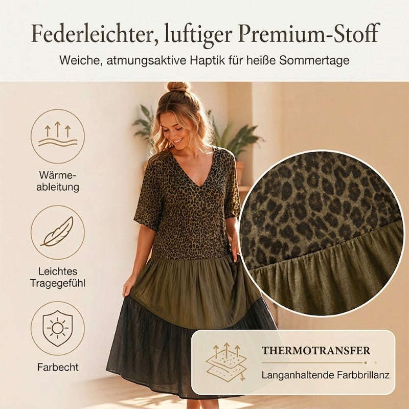 📢Mid-Season Sale: −50% nur für kurze Zeit⏰Bohemian gestuftes Maxikleid mit Leopardenmuster